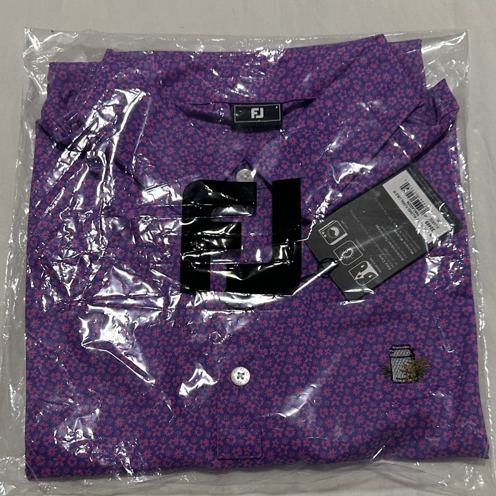 FootJoy Pink and Purple Allover Floral Shirt - Picture 2 of 4